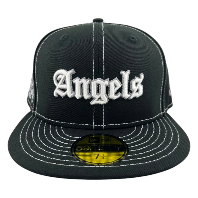 Los Angeles Angels Black Old English 50th Anniversary Patch New Era 59FIFTY Fitted Hat