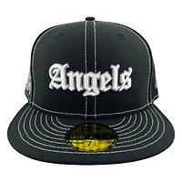 Los Angeles Angels Black Old English 50th Anniversary Patch New Era 59FIFTY Fitted Hat