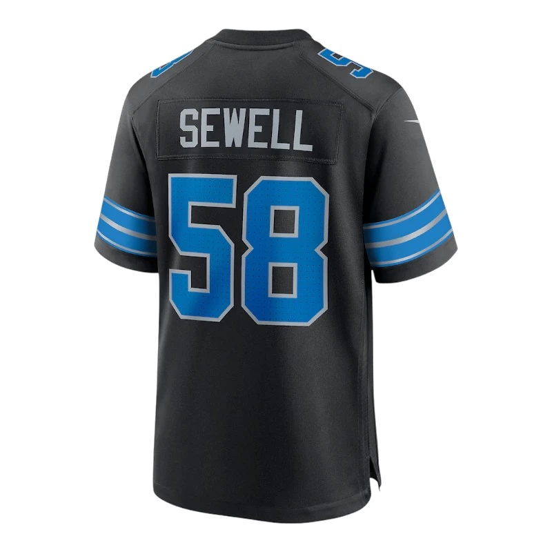 Detroit Lions Penei Sewell Black 2nd Alternate Nike Team Game Jersey