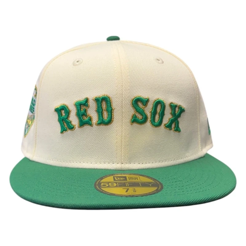 Boston Red Sox Chrome White and Kelly Green 2018 World Series Patch New Era 59FIFTY Fitted Hat
