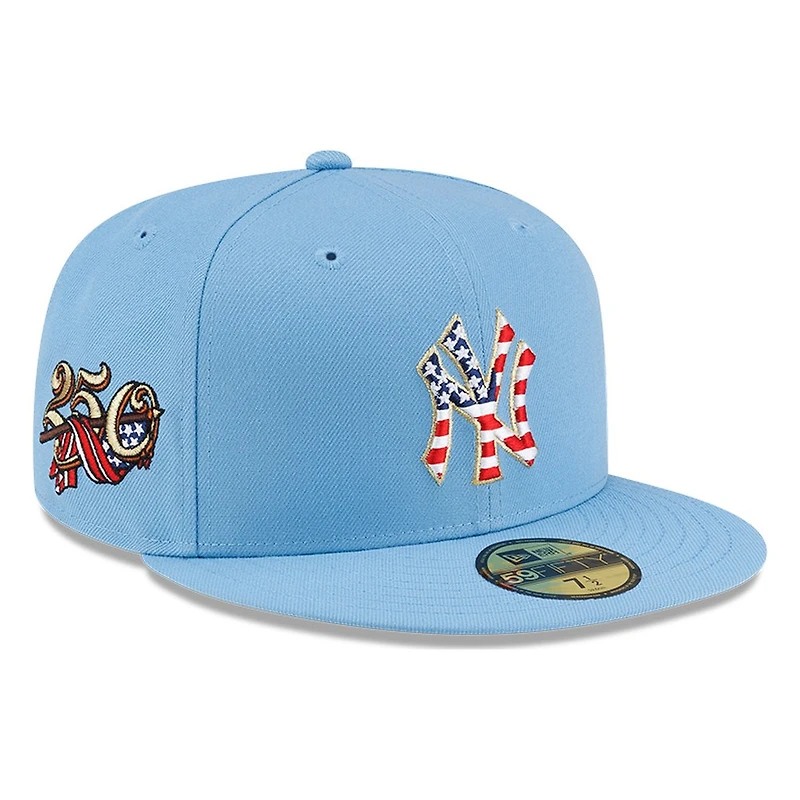 New York Yankees Sky Blue USA Logo 250th Anniversary Patch Era 59FIFTY Fitted Hat