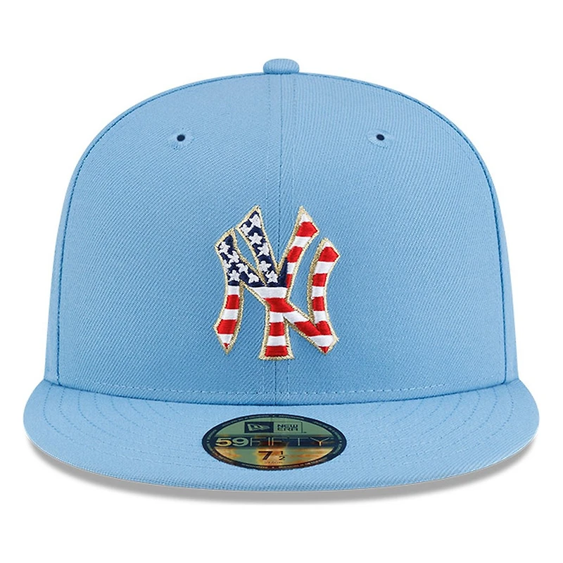 New York Yankees Sky Blue USA Logo 250th Anniversary Patch Era 59FIFTY Fitted Hat