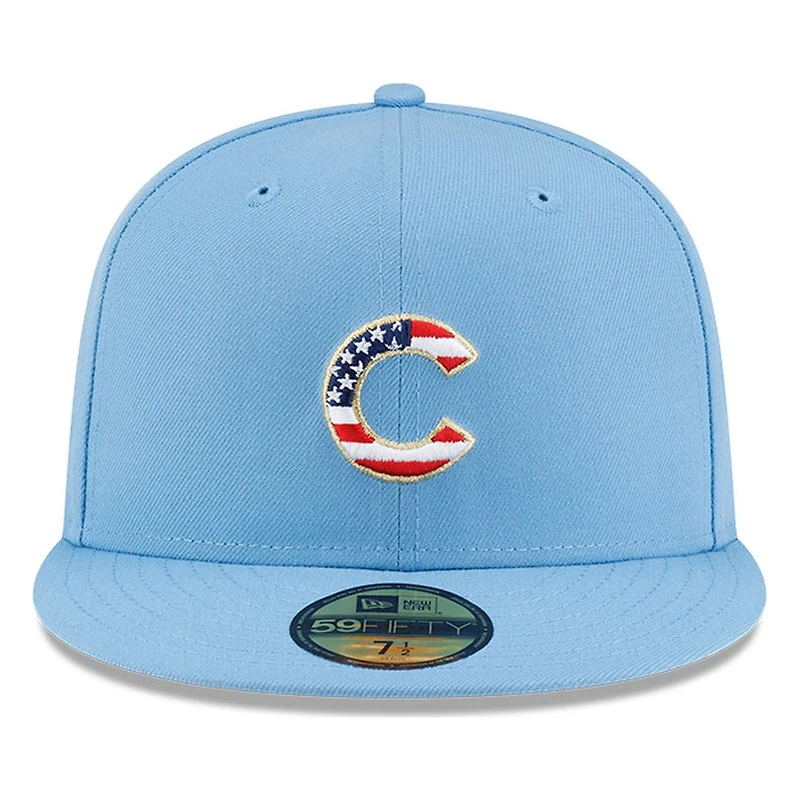 Chicago Cubs Sky Blue USA Logo 250th Anniversary Patch New Era 59FIFTY Fitted Hat