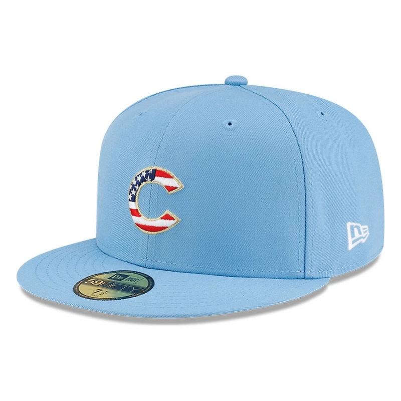 Chicago Cubs Sky Blue USA Logo 250th Anniversary Patch New Era 59FIFTY Fitted Hat