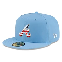 Atlanta Braves Sky Blue USA Logo 250th Anniversary Patch New Era 59FIFTY Fitted Hat
