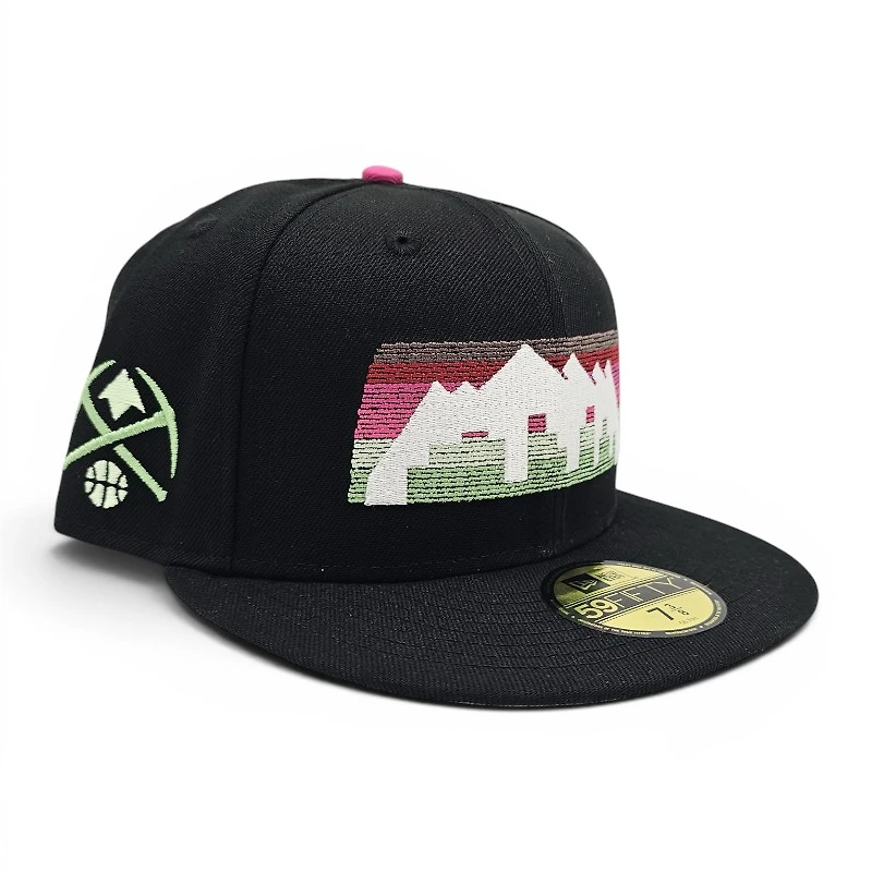 Denver Nuggets Black Aurora Nights Leon the Lab City Patch Grey UV New Era 59FIFTY Fitted Hat