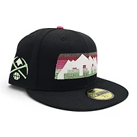 Denver Nuggets Black Aurora Nights Leon the Lab City Patch Grey UV New Era 59FIFTY Fitted Hat