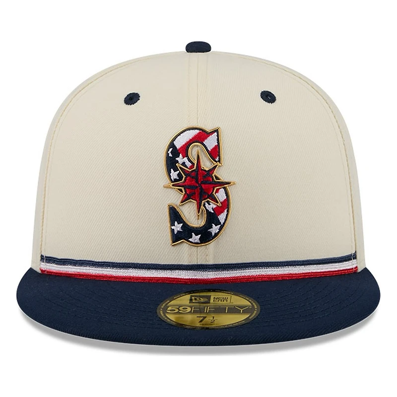 Seattle Mariners 2026 Fourth of July USA 250 Patch New Era 59FIFTY Fitted Hat