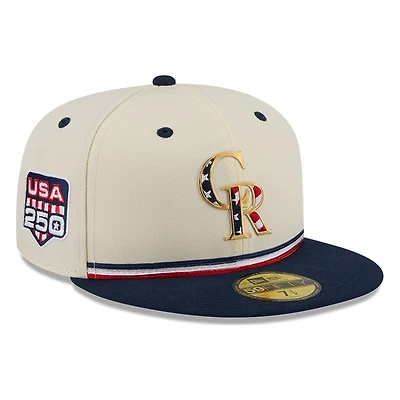 Colorado Rockies 2026 Fourth of July USA 250 Patch New Era 59FIFTY Fitted Hat