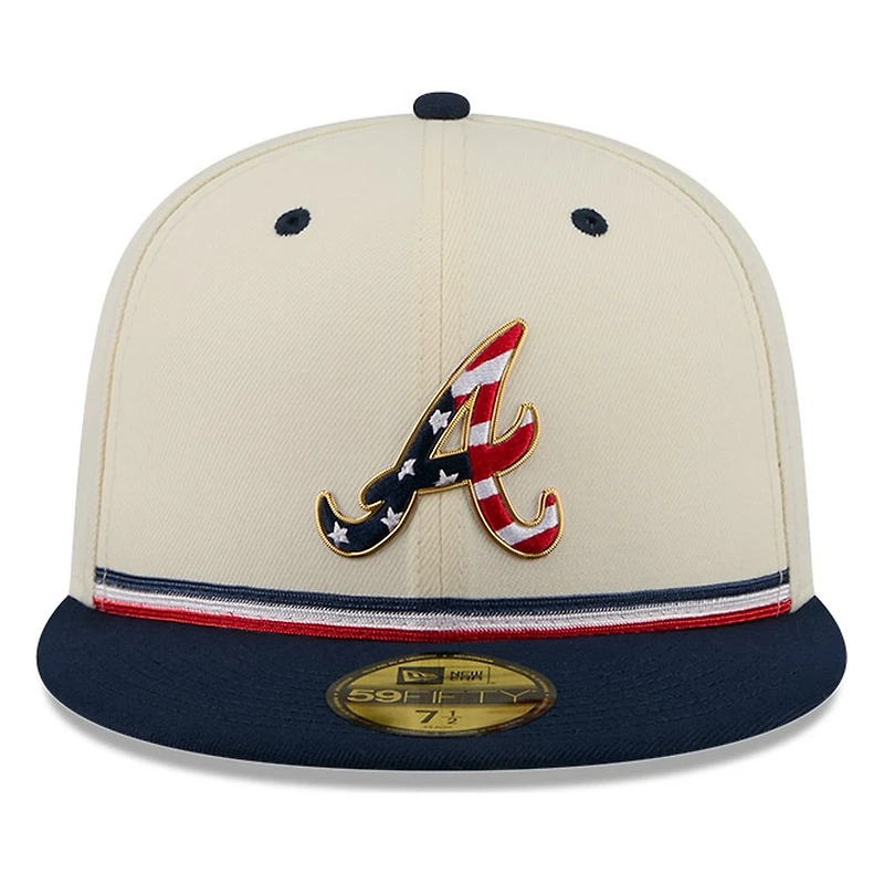 Atlanta Braves 2026 Fourth of July USA 250 Patch New Era 59FIFTY Fitted Hat