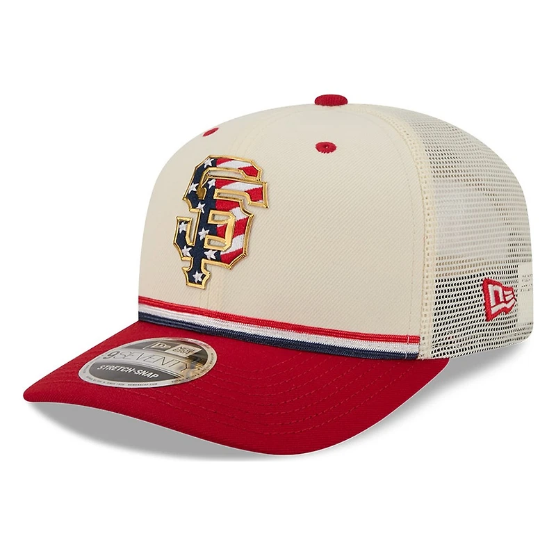 San Francisco Giants 2026 Fourth of July USA 250 Patch New Era 9SEVENTY Trucker Adjustable Snapback Hat
