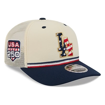 Los Angeles Dodgers 2026 Fourth of July USA 250 Patch New Era 9SEVENTY Trucker Adjustable Snapback Hat