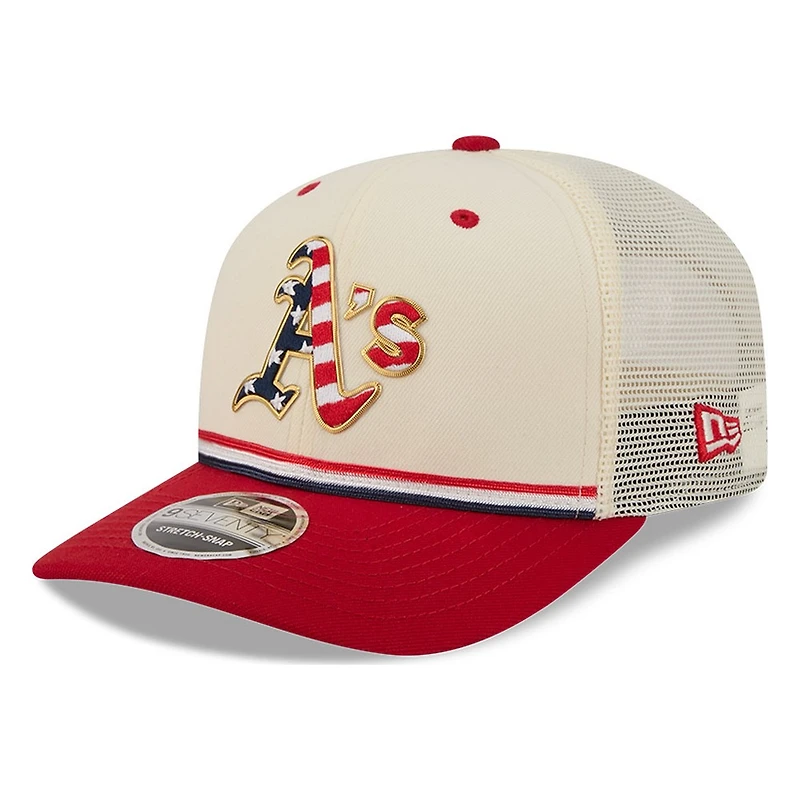 Oakland Athletics 2026 Fourth of July USA 250 Patch New Era 9SEVENTY Trucker Adjustable Snapback Hat