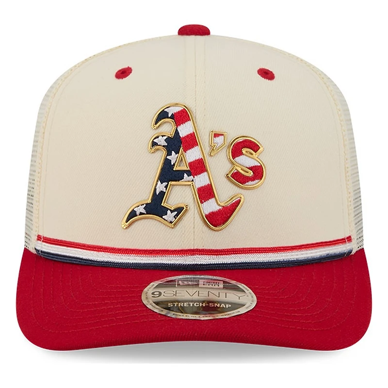 Oakland Athletics 2026 Fourth of July USA 250 Patch New Era 9SEVENTY Trucker Adjustable Snapback Hat