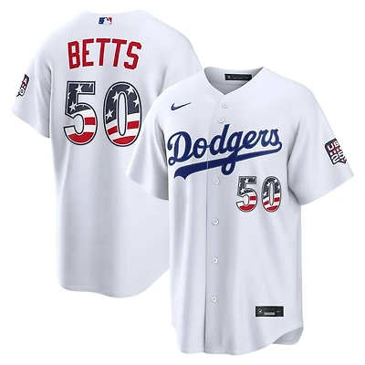 Los Angeles Dodgers Mookie Betts White USA 250 Fourth Of July 2026 Home Nike Stadium Jersey