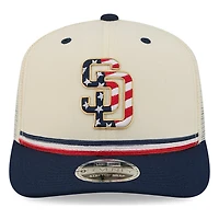 San Diego Padres 2026 Fourth of July USA 250 Patch New Era 9SEVENTY Trucker Adjustable Snapback Hat