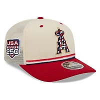 Los Angeles Angels 2026 Fourth of July USA 250 Patch New Era 9SEVENTY Trucker Adjustable Snapback Hat