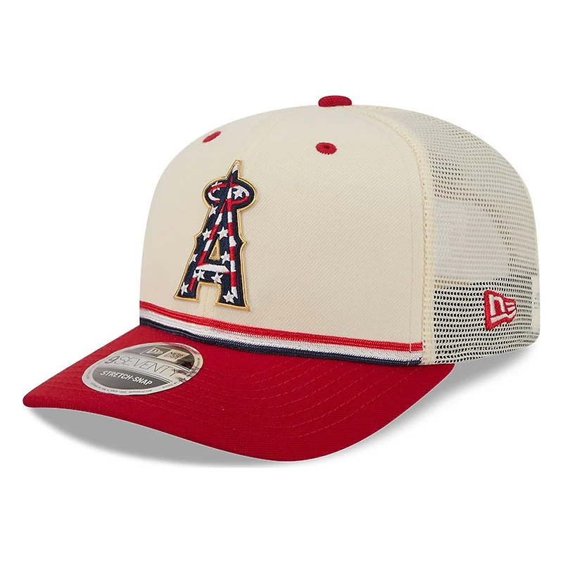 Los Angeles Angels 2026 Fourth of July USA 250 Patch New Era 9SEVENTY Trucker Adjustable Snapback Hat