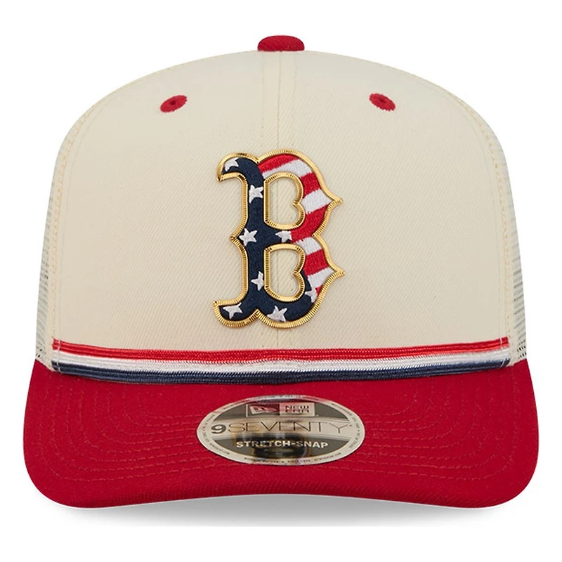 Boston Red Sox 2026 Fourth of July USA 250 Patch New Era 9SEVENTY Trucker Adjustable Snapback Hat