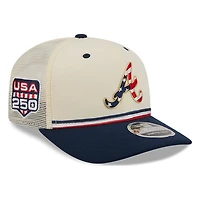 Atlanta Braves 2026 Fourth of July USA 250 Patch New Era 9SEVENTY Trucker Adjustable Snapback Hat