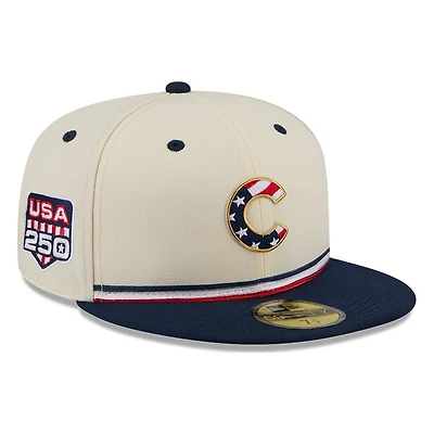 Chicago Cubs 2026 Fourth of July USA 250 Patch New Era 59FIFTY Fitted Hat