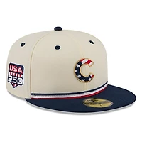 Chicago Cubs 2026 Fourth of July USA 250 Patch New Era 59FIFTY Fitted Hat