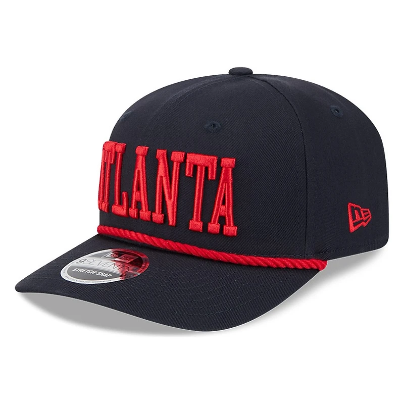 Atlanta Braves Navy Wordmark Roper 9SEVENTY Snapback Hat