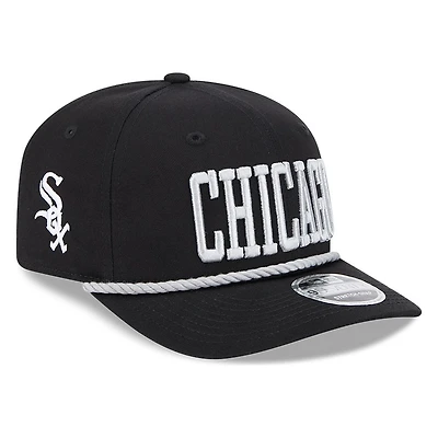 Chicago White Sox Black Wordmark Roper 9SEVENTY Snapback Hat