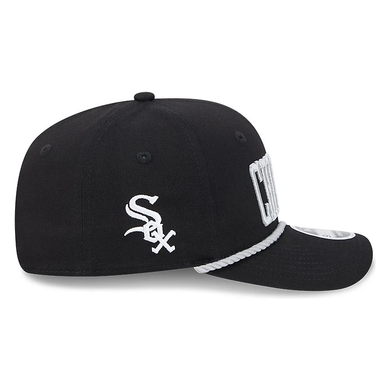 Chicago White Sox Black Wordmark Roper 9SEVENTY Snapback Hat