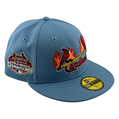 St. Louis Cardinals Light Blue Flaming Birds 2006 World Series Champions Patch New Era 59FIFTY Fitted Hat