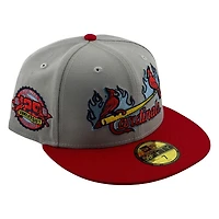 St. Louis Cardinals Grey and Red Flaming Birds 125th Anniversary Patch New Era 59FIFTY Fitted Hat