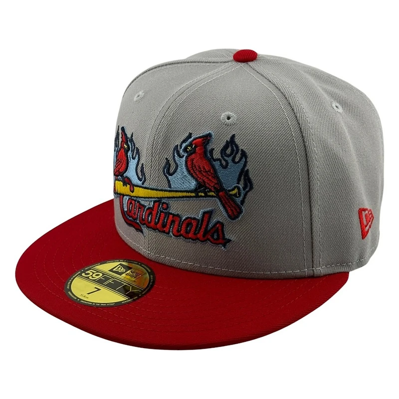 St. Louis Cardinals Grey and Red Flaming Birds 125th Anniversary Patch New Era 59FIFTY Fitted Hat