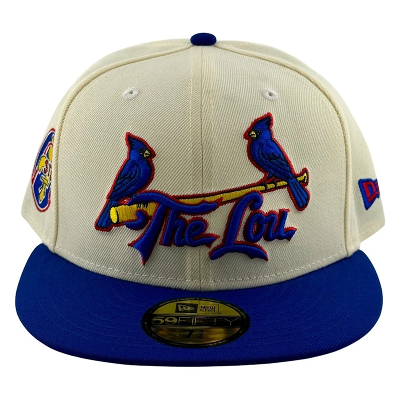 St. Louis Cardinals Cream Royal Blue Fleur-de-lis Patch New Era 59FIFTY Fitted Hat