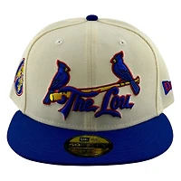 St. Louis Cardinals Cream Royal Blue Fleur-de-lis Patch New Era 59FIFTY Fitted Hat