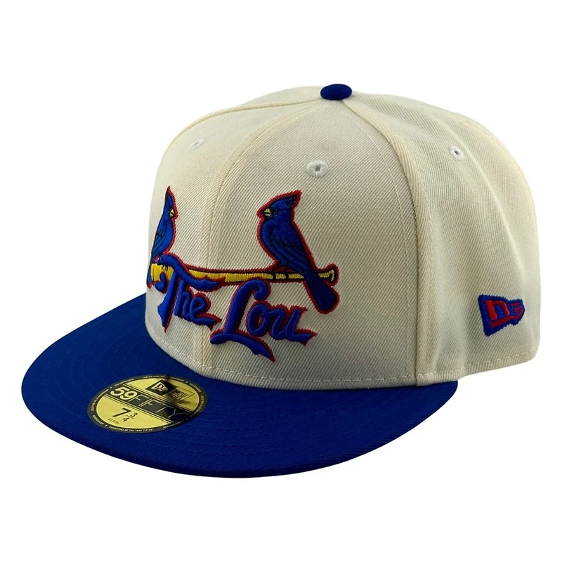 St. Louis Cardinals Cream Royal Blue Fleur-de-lis Patch New Era 59FIFTY Fitted Hat