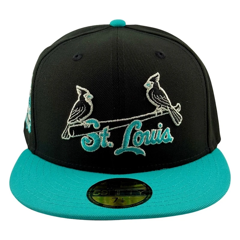 St. Louis Cardinals Black and Teal Busch Stadium Final Season Patch New Era 59FIFTY Fitted Hat