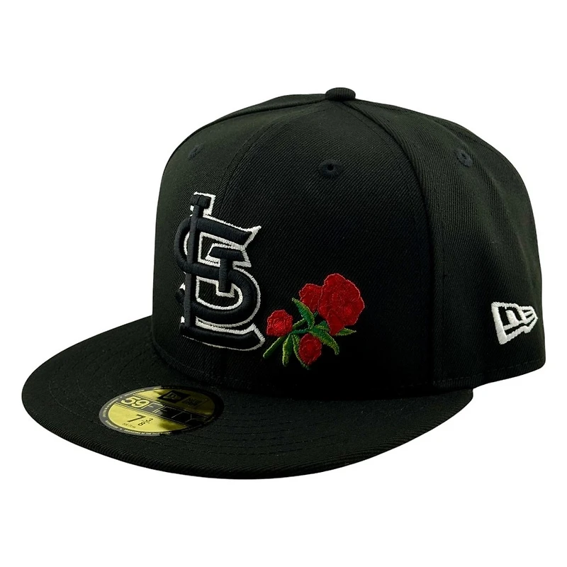 St. Louis Cardinals Black Logo Rose New Era 59FIFTY Fitted Hat
