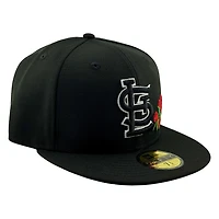 St. Louis Cardinals Black Logo Rose New Era 59FIFTY Fitted Hat
