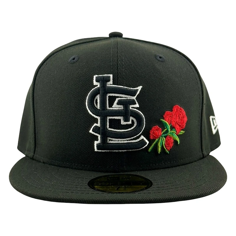St. Louis Cardinals Black Logo Rose New Era 59FIFTY Fitted Hat