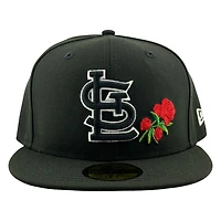 St. Louis Cardinals Black Logo Rose New Era 59FIFTY Fitted Hat