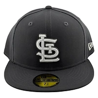 St. Louis Cardinals Anthracite Dark Grey with White Logo New Era 59FIFTY Fitted Hat