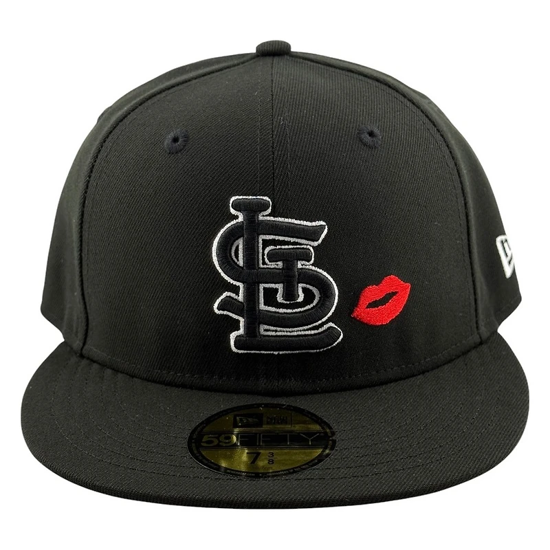 St. Louis Cardinals Black with Red Lips New Era 59FIFTY Fitted Hat