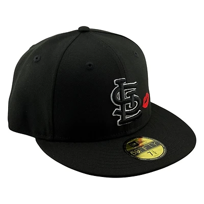 St. Louis Cardinals Black with Red Lips New Era 59FIFTY Fitted Hat