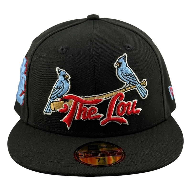 St. Louis Cardinals Black Light Blue The Lou STL Patch New Era 59FIFTY Fitted Hat