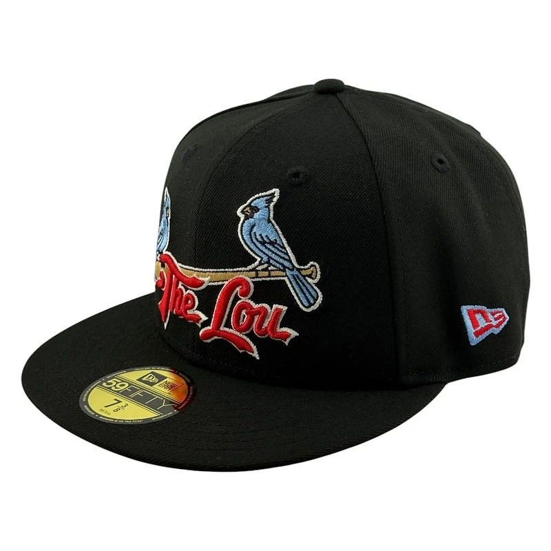 St. Louis Cardinals Black Light Blue The Lou STL Patch New Era 59FIFTY Fitted Hat