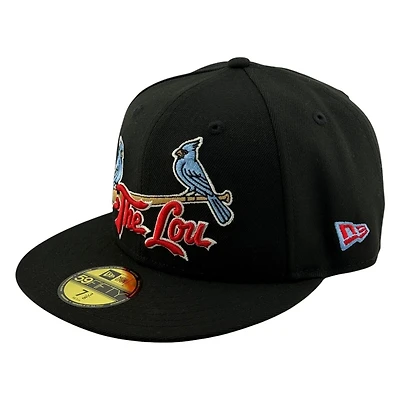St. Louis Cardinals Black Light Blue The Lou STL Patch New Era 59FIFTY Fitted Hat