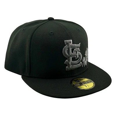 St. Louis Cardinals Black Grey Logo Rose New Era 59FIFTY Fitted Hat