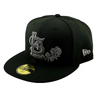 St. Louis Cardinals Black Grey Logo Rose New Era 59FIFTY Fitted Hat