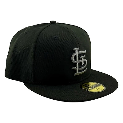 St. Louis Cardinals Black Grey Logo New Era 59FIFTY Fitted Hat