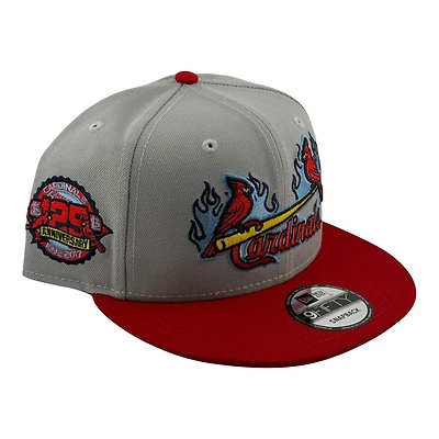 St. Louis Cardinals Grey and Red Flaming Bird Logo 125th Anniversary Patch New Era 9FIFTY Snapback Hat